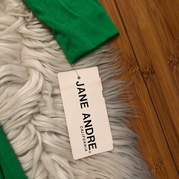 SOLD Vintage 70s 80s Jane Andre Elegant V-neck Jersey Long Sleeve Green Maxi 8 - Picture 8 of 13